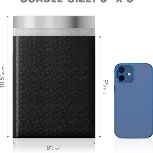 Black Bubble Mailers (25 Pack) 6x9 Padded Waterproof Envelope Shipping Supplies - Picture 5 of 7